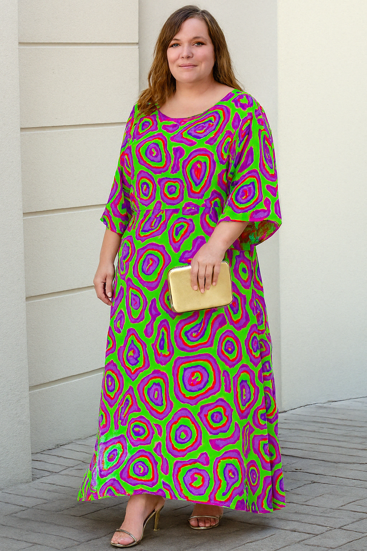 The Nora | Retro Abstract Tummy Covering Dress