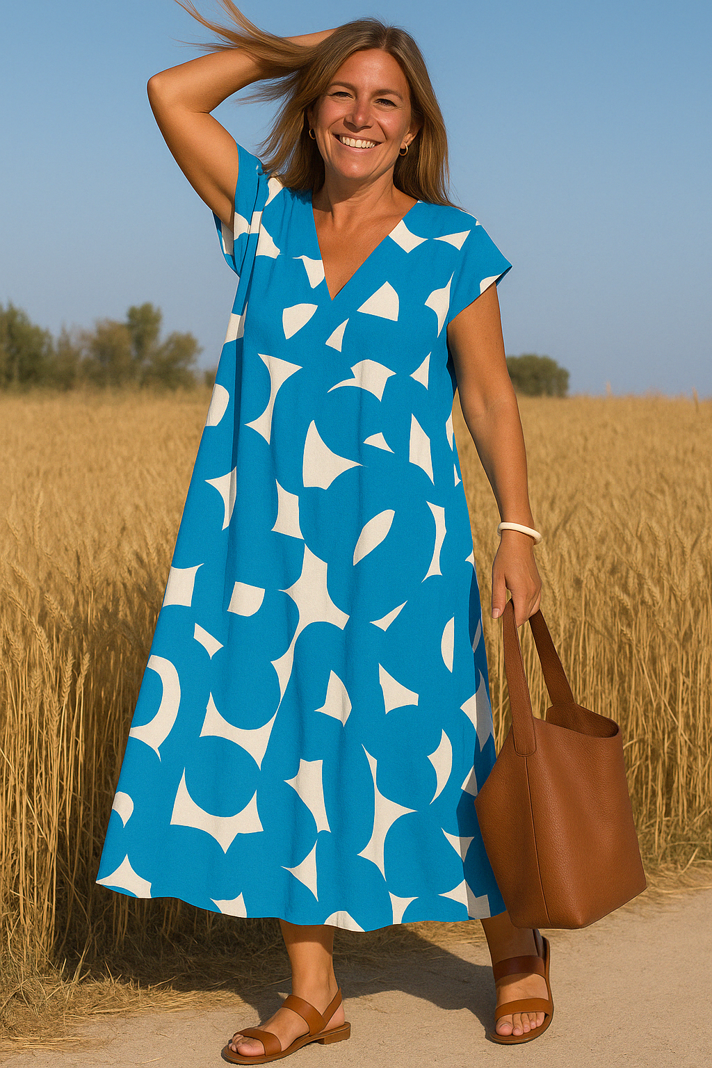 The Celia | Abstract Tummy Covering Dress