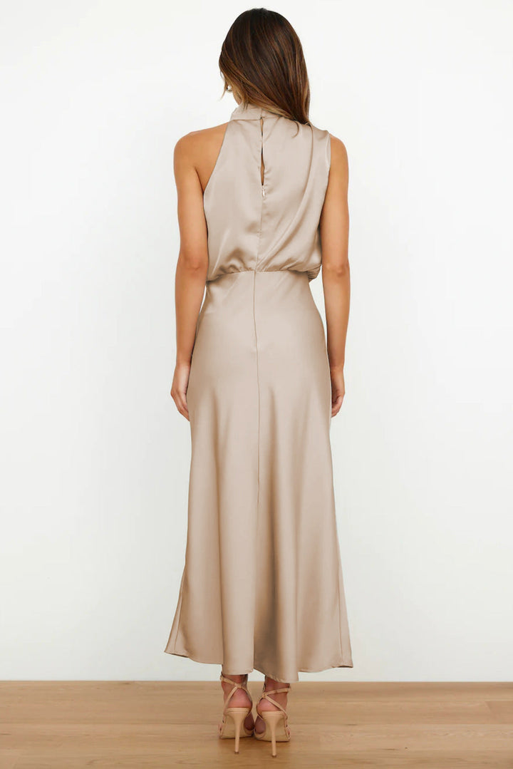 The Romina Neck Satin Maxi Dress