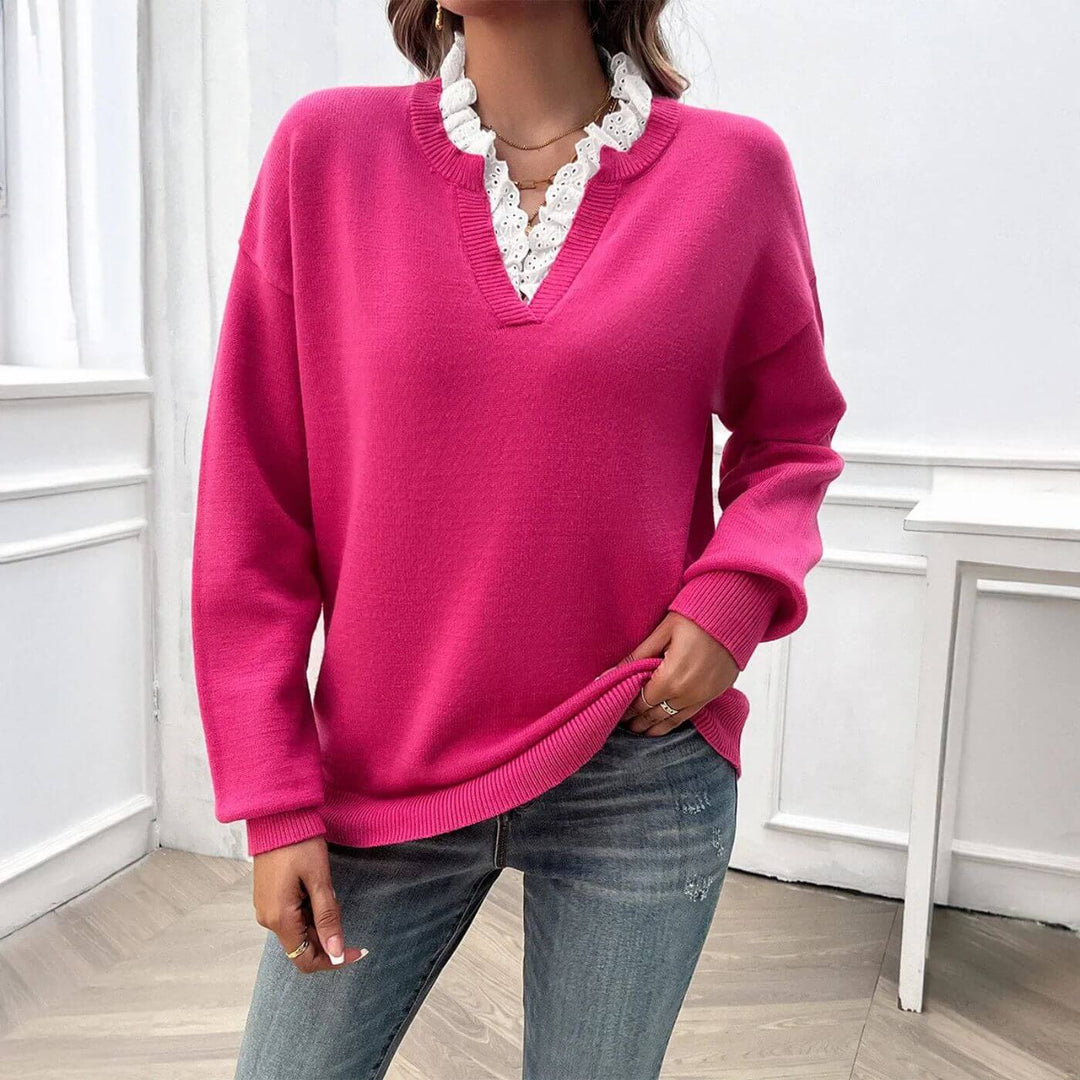Harper | Refined Lace Neck Sweater