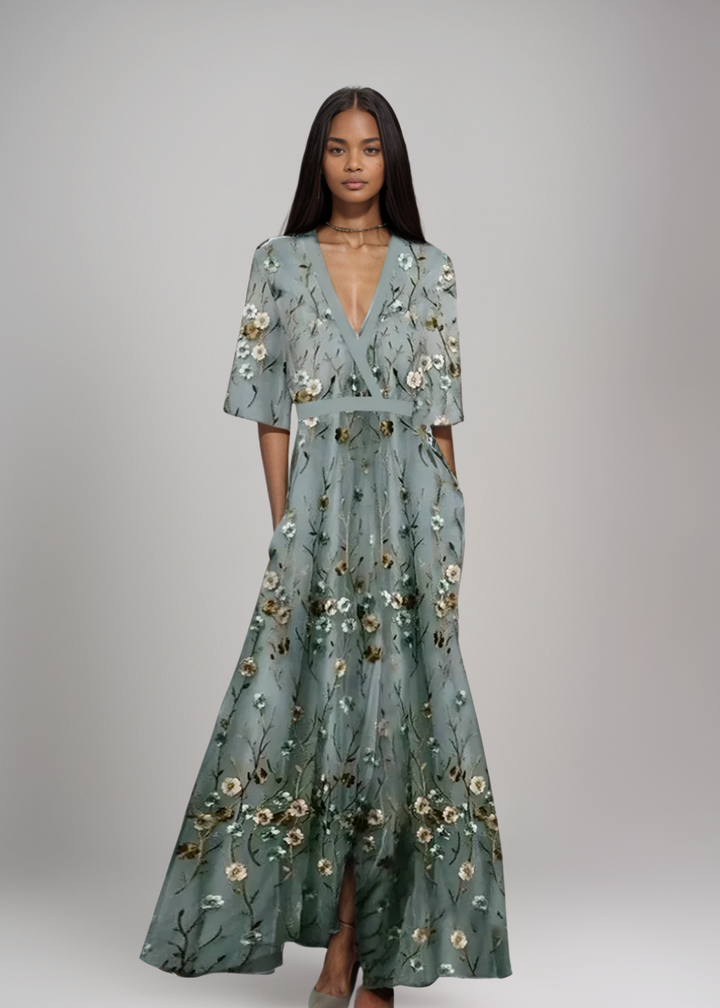The Bianca Floral Embroidered Maxi Dress