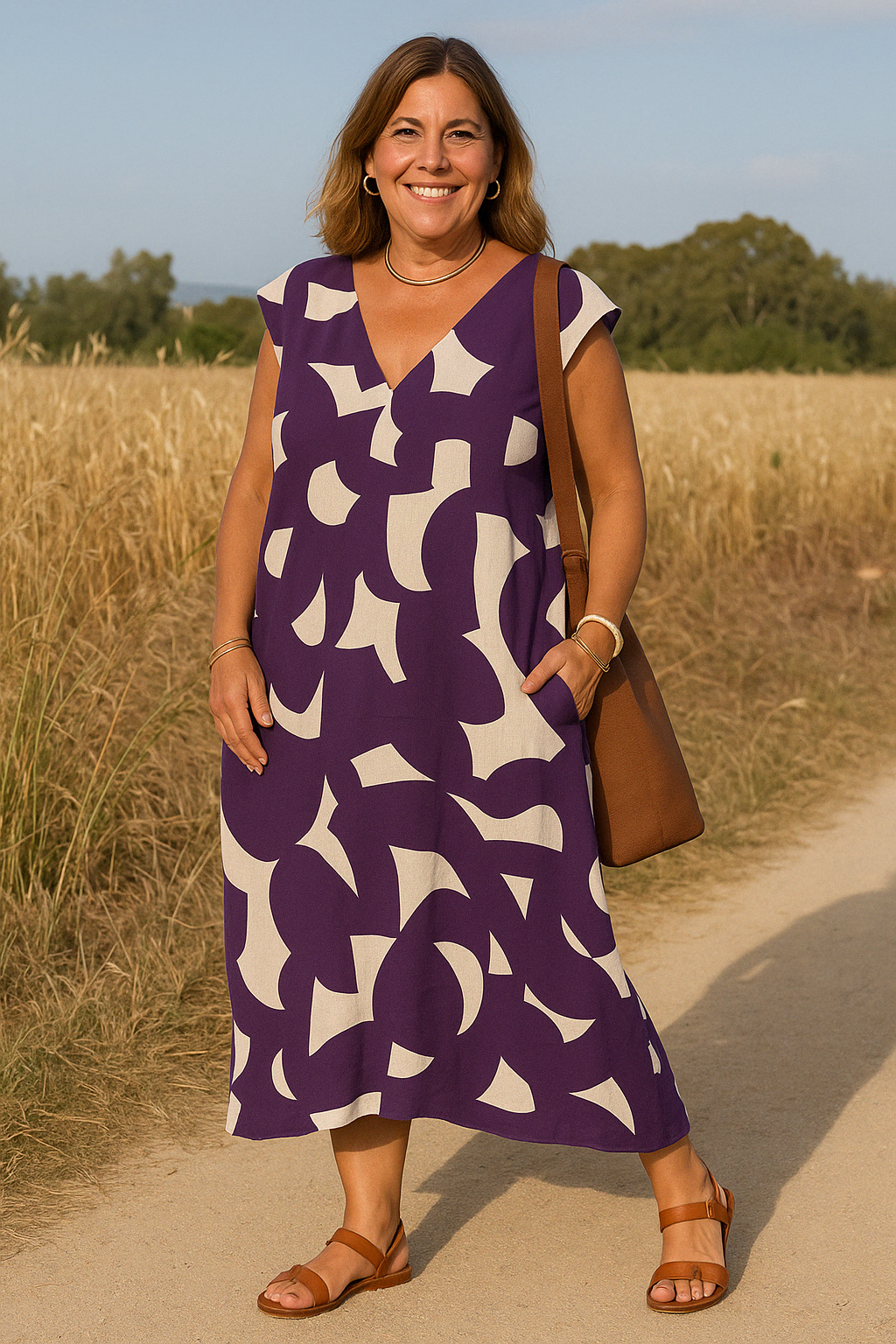 The Celia | Abstract Tummy Covering Dress